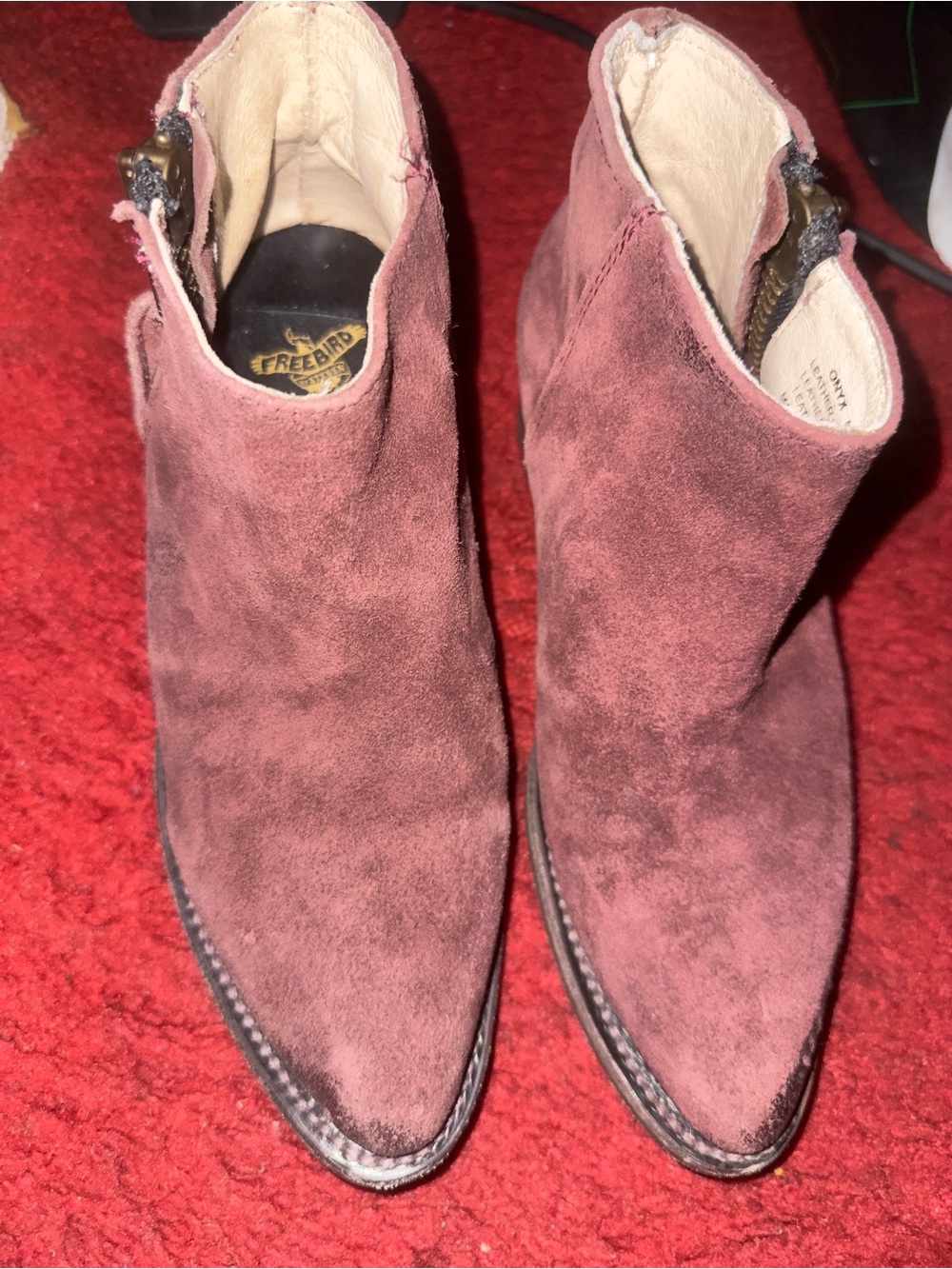 Freebird by Steven Dusty Rose Suede Pointed Ankle Booties